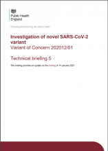Investigation of novel SARS-CoV-2 variant: Variant of Concern 202012/01: Technical briefing 5